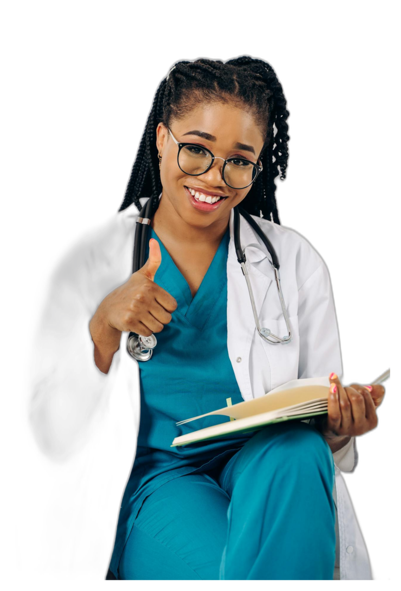 A doctor smiling with thumbs up
